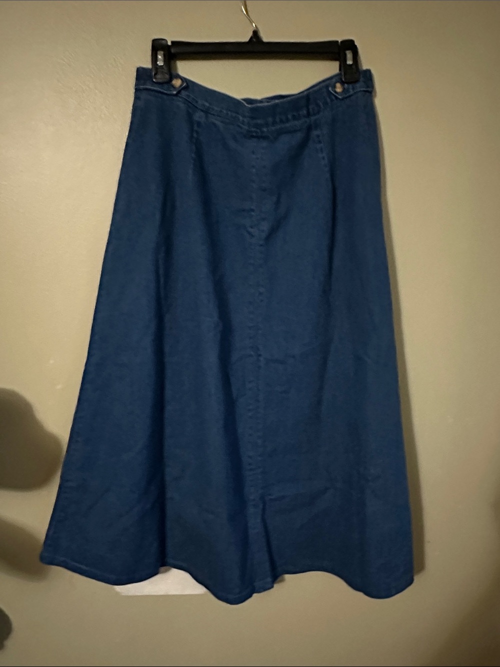 Women's Denim Blue A-Line Denim Midi Skirt